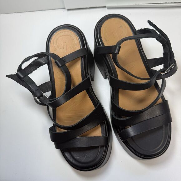 Ganni Strappy Platform Sandal In Black Sz 35 - Picture 2 of 10